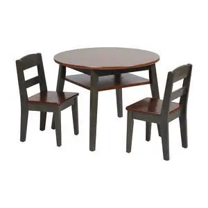Hideaway Table and Chair Set, Kids Furniture, Dark Walnut/Grey Wash, 3-Piece Hideaway Table and Chair Set, Kids Furniture, Dark Walnut/Grey Wash, 3-Piece