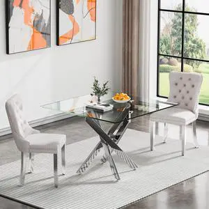 Square Glass Dining Table Set for 2, Square Glass Kitchen Table Set Small Dining Room Set with 2 Dining Chairs for Kitchen Dining Room Square Glass Dining Table Set for 2, Square Glass Kitchen Table Set Small Dining Room Set with 2 Dining Chairs for Kitchen Dining Room