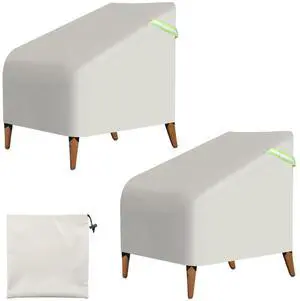 Outdoor Chair Covers Waterproof, 2 Pack 27"W x 29"D x 35"H Patio Furniture Cover 600D Oxford Lawn Lounge Chair Protection with Luminous Handle for Yard Garden, Beige Outdoor Chair Covers Waterproof, 2 Pack 27"W x 29"D x 35"H Patio Furniture Cover 600D Oxford Lawn Lounge Chair Protection with Luminous Handle for Yard Garden, Beige