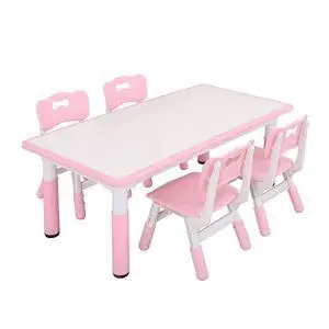 Kids Table and Chairs, Height Adjustable Toddler Table and Chair Set with 4 Chairs, Graffiti Desktop, Classroom/Daycare/Home, Children Multi-Activity Table for Ages 2-8 Kids Table and Chairs, Height Adjustable Toddler Table and Chair Set with 4 Chairs, Graffiti Desktop, Classroom/Daycare/Home, Children Multi-Activity Table for Ages 2-8