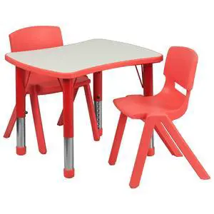 21.875" W x 26.625" L Red Plastic Activity Table Set-2 Chairs 21.875" W x 26.625" L Red Plastic Activity Table Set-2 Chairs