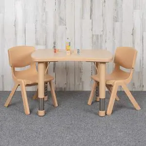 21.875" W x 26.625" L Rectangle Natural Plastic Activity Table Set with 2 Chairs 21.875" W x 26.625" L Rectangle Natural Plastic Activity Table Set with 2 Chairs