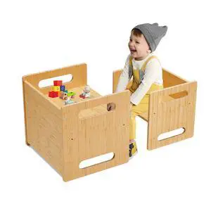 Montessori Table and Chair Set,Bamboo Wood Weaning Table and Chair Set,Kids Montessori Furniture for Reading,Dining,Playing Montessori Table and Chair Set,Bamboo Wood Weaning Table and Chair Set,Kids Montessori Furniture for Reading,Dining,Playing