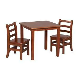 24in x 24in Hardwood Table and Chair Set, 12in Seat Height, Kids Furniture, Dark Walnut, 3-Piece 24in x 24in Hardwood Table and Chair Set, 12in Seat Height, Kids Furniture, Dark Walnut, 3-Piece