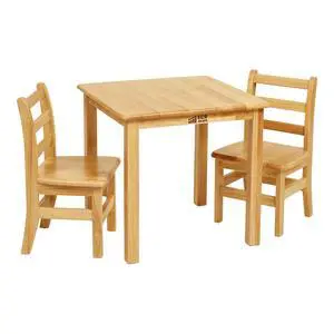 24in x 24in Hardwood Table and Chair Set, 12in Seat Height, Kids Furniture, Honey, 3-Piece 24in x 24in Hardwood Table and Chair Set, 12in Seat Height, Kids Furniture, Honey, 3-Piece