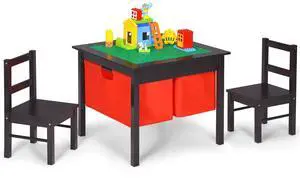 Kids Table and Chairs, 2 in 1 Wooden Activity Desk w/Building Block Double-Sided Tabletop & 2 Large Storage Drawers, Toddler Table and Chair Set for Preschool, Nursery, Kindergarten(Espresso) Kids Table and Chairs, 2 in 1 Wooden Activity Desk w/Building Block Double-Sided Tabletop & 2 Large Storage Drawers, Toddler Table and Chair Set for Preschool, Nursery, Kindergarten(Espresso)