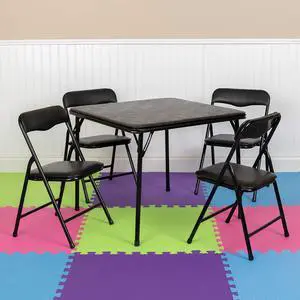Kids Black 5 Piece Folding Activity Table and Chair Set for Home & Daycare Kids Black 5 Piece Folding Activity Table and Chair Set for Home & Daycare