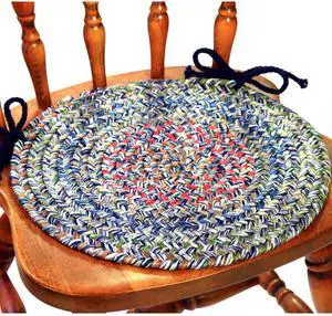 Rhody Rug Sophia SO95 Denim Blue 15" x 15" Chair Pad Set-of-4 - Round Chair Cushion with Ties for Round Shaped Patios, Dining Room Seat - Seat Cushions, Ideal as Home Decor - Made in USA Rhody Rug Sophia SO95 Denim Blue 15" x 15" Chair Pad Set-of-4 - Round Chair Cushion with Ties for Round Shaped Patios, Dining Room Seat - Seat Cushions, Ideal as Home Decor - Made in USA