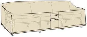 Heavy Duty Weather Resistant Deluxe Outdoor Deep Seat Sofa Cover | All-Weather | Water-Repellent | Cloth-Like Polyester | Resists Fading | Toggle Closure | Reinforced Seams | Tan Heavy Duty Weather Resistant Deluxe Outdoor Deep Seat Sofa Cover | All-Weather | Water-Repellent | Cloth-Like Polyester | Resists Fading | Toggle Closure | Reinforced Seams | Tan