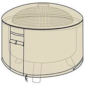 Heavy Duty Weather Resistant Deluxe Outdoor Fire Pit Cover, 2 Ply Polyester, 32 Diam x 18 H - Sand Heavy Duty Weather Resistant Deluxe Outdoor Fire Pit Cover, 2 Ply Polyester, 32 Diam x 18 H - Sand