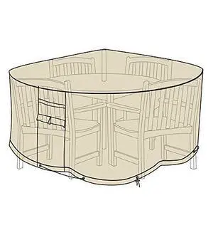 Extra Large Outdoor Round Table and Chairs Cover | All-Weather | Water-Repellent | Cloth-Like Polyester | Resists Fading | Toggle Closure | Reinforced Seams | 92"L x 92"W x 33"H | Tan Extra Large Outdoor Round Table and Chairs Cover | All-Weather | Water-Repellent | Cloth-Like Polyester | Resists Fading | Toggle Closure | Reinforced Seams | 92"L x 92"W x 33"H | Tan