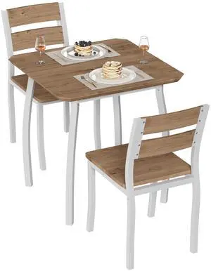 Square Dining Table Set for 2,3-Piece Kitchen Table Set,Farmhouse Compact Kitchen Table with 2 Upholstered Chairs & Metal Frame, Perfect for Small Spaces, Kitchens & Dining Rooms(White) Square Dining Table Set for 2,3-Piece Kitchen Table Set,Farmhouse Compact Kitchen Table with 2 Upholstered Chairs & Metal Frame, Perfect for Small Spaces, Kitchens & Dining Rooms(White)