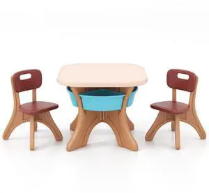 Kids Table and Chair Set, Plastic Children Activity Table and 2 Chair Set w/Storage Bins, 3 Piece Toddler Table and Chairs for Art, Craft, Reading, Drawing, Gift for Boys Girls (Coffee) Kids Table and Chair Set, Plastic Children Activity Table and 2 Chair Set w/Storage Bins, 3 Piece Toddler Table and Chairs for Art, Craft, Reading, Drawing, Gift for Boys Girls (Coffee)