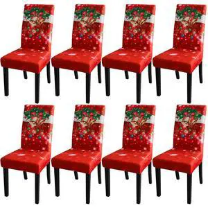 Dining Room Chair Covers Slipcovers Set - Spandex Super Fit Stretch Removable Washable Kitchen Parsons Chair Covers Protector for Dining Room - Christmas Xmas (Color-01, 8 Pack) Dining Room Chair Covers Slipcovers Set - Spandex Super Fit Stretch Removable Washable Kitchen Parsons Chair Covers Protector for Dining Room - Christmas Xmas (Color-01, 8 Pack)