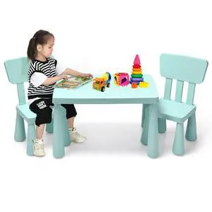 Kids Table and Chairs(2 Chairs Included), 3 Piece Lightweight Plastic Children Activity Table for Preschool, Kindergarten, Playroom, Easy Clean Toddler Furniture Set for Ages 1-7 (Green) Kids Table and Chairs(2 Chairs Included), 3 Piece Lightweight Plastic Children Activity Table for Preschool, Kindergarten, Playroom, Easy Clean Toddler Furniture Set for Ages 1-7 (Green)