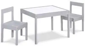 Gibson 3-Piece Dry Erase Kids Table & Chair Set, Gray Gibson 3-Piece Dry Erase Kids Table & Chair Set, Gray
