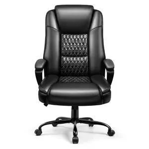 Leather Office Desk Chair,Ergonomic Office Chair with Lumbar Support,Computer Chair,Executive Leather Chair with Padded Arm,2026 Upgraded Big and Tall Chair, Black,275LBS Leather Office Desk Chair,Ergonomic Office Chair with Lumbar Support,Computer Chair,Executive Leather Chair with Padded Arm,2026 Upgraded Big and Tall Chair, Black,275LBS