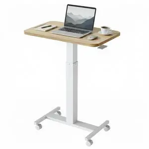Small Rolling Laptop Standing Desk, Height Adjustable Mobile T-Base Desk with Lockable Casters, Portable Sit-Stand Workstation for Bedside & Sofa, Light Walunt Small Rolling Laptop Standing Desk, Height Adjustable Mobile T-Base Desk with Lockable Casters, Portable Sit-Stand Workstation for Bedside & Sofa, Light Walunt