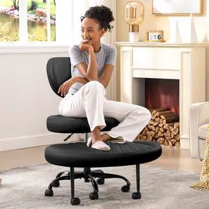 Ergonomic Cross Legged Office Chair with Wheels - Adjustable Height for Meditation, ADHD Desk & Yoga - Wide Criss Cross Design with Lumbar Support, Kneeling Chair - Upgraded Black Ergonomic Cross Legged Office Chair with Wheels - Adjustable Height for Meditation, ADHD Desk & Yoga - Wide Criss Cross Design with Lumbar Support, Kneeling Chair - Upgraded Black