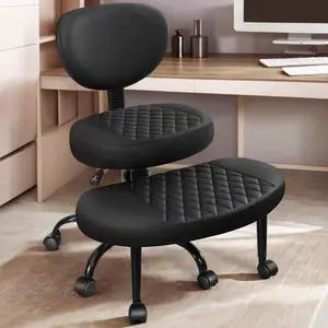 Ergonomic Cross Legged Office Chair with Wheels - Adjustable Height for Meditation, ADHD Desk & Yoga - Wide Criss Cross Design with Lumbar Support, Kneeling Chair - Black Ergonomic Cross Legged Office Chair with Wheels - Adjustable Height for Meditation, ADHD Desk & Yoga - Wide Criss Cross Design with Lumbar Support, Kneeling Chair - Black