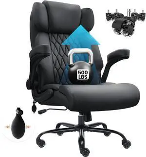 500lbs Big and Tall Office Chair Adjustable Lumbar Support for Back Pain, Extra Wide Seat Executive Office Chair Thick Armrest Pad, Heavy Duty Base&Upgraded Wheels, Ergonomic Comfy Computer Desk Chair 500lbs Big and Tall Office Chair Adjustable Lumbar Support for Back Pain, Extra Wide Seat Executive Office Chair Thick Armrest Pad, Heavy Duty Base&Upgraded Wheels, Ergonomic Comfy Computer Desk Chair
