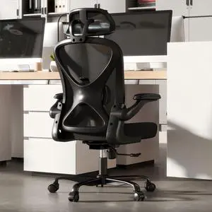 Ergonomic Office Chair with Adjustable Lumbar Support and Headrest, 300 lbs Swivel Desk Chair with Flip-Up Arms, Mesh Comfy Padded Seat for Computer and Home, Black Ergonomic Office Chair with Adjustable Lumbar Support and Headrest, 300 lbs Swivel Desk Chair with Flip-Up Arms, Mesh Comfy Padded Seat for Computer and Home, Black