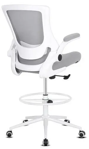 Tall Office Chair, Drafting Chair for Standing Desk, High Office Chair with Adjustable Lumbar Support, Flip-up Arm and Footrest Ring, Tall Drafting Chair for Bar Height Desk Tall Office Chair, Drafting Chair for Standing Desk, High Office Chair with Adjustable Lumbar Support, Flip-up Arm and Footrest Ring, Tall Drafting Chair for Bar Height Desk