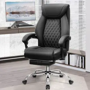 Office Chair, Executive Leather Chair Adjustable High Back, Ergonomic Computer Desk Chair Lumbar Support, Big and Tall Office Chair with Footrest, Comfy Reclining Chair for Home Office Office Chair, Executive Leather Chair Adjustable High Back, Ergonomic Computer Desk Chair Lumbar Support, Big and Tall Office Chair with Footrest, Comfy Reclining Chair for Home Office