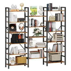 Bookshelves 6 Tiers Triple Wide Industrial Bookshelf, Large Etagere Bookshelf Open Display Shelves with Metal Frame for Living Room Bedroom Home Office Bookshelves 6 Tiers Triple Wide Industrial Bookshelf, Large Etagere Bookshelf Open Display Shelves with Metal Frame for Living Room Bedroom Home Office