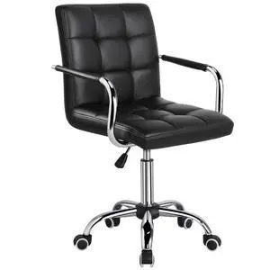 Desk Chair - Office Chair with Arms/Wheels for Students Swivel Faux Leather Home Computer Black Desk Chair - Office Chair with Arms/Wheels for Students Swivel Faux Leather Home Computer Black
