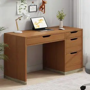 48 Inch Small Desk with 4 Drawers, Computer Desk with Storage File Drawer for Bedroom, Home Office Desk with Storage for Small Space, Brown 48 Inch Small Desk with 4 Drawers, Computer Desk with Storage File Drawer for Bedroom, Home Office Desk with Storage for Small Space, Brown