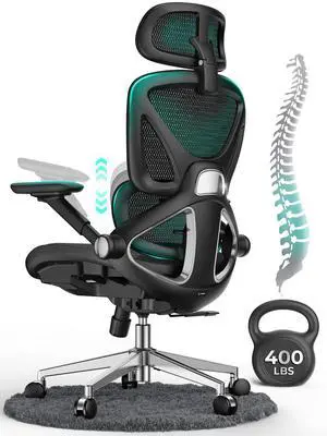 Ergonomic Mesh Office Chair, Adjustable Lumbar High Back Desk Chair 400lbs, 4D Flip-up Arms, 3 Tilt Backrest, 3D Headrest, PU Wheels, Swivel Rolling Computer Chair for Long Desk Work - Black Ergonomic Mesh Office Chair, Adjustable Lumbar High Back Desk Chair 400lbs, 4D Flip-up Arms, 3 Tilt Backrest, 3D Headrest, PU Wheels, Swivel Rolling Computer Chair for Long Desk Work - Black