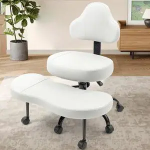 Cross Legged Office Chair, Criss Cross Desk Chair ADHD Meditation Kneeling Yoga Seat with Adjustable Height, Lumbar Support, Wider Footrest and Wheels (White) Cross Legged Office Chair, Criss Cross Desk Chair ADHD Meditation Kneeling Yoga Seat with Adjustable Height, Lumbar Support, Wider Footrest and Wheels (White)