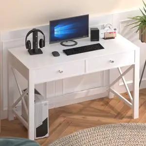 Home Office Desk with Drawers, Modern Writing Computer Desk for Bedroom, Small Makeup Vanity Table Study Table for Home Office,White Home Office Desk with Drawers, Modern Writing Computer Desk for Bedroom, Small Makeup Vanity Table Study Table for Home Office,White