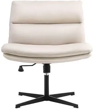 Criss Cross Chair No Wheels Armless Desk Chair Comfy, PU Leather | Vanity Chair Mid-Back for Home Computer Comfortable Adjustable Swivel Task Chair with Thickened Cushion Criss Cross Chair No Wheels Armless Desk Chair Comfy, PU Leather | Vanity Chair Mid-Back for Home Computer Comfortable Adjustable Swivel Task Chair with Thickened Cushion