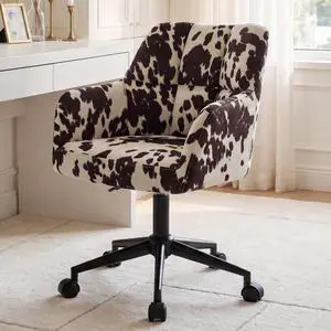 Cow Print Desk Chair Velvet Office Chair, 360° Swivel Work Chair with Mid Back Support Armrest, Adjustable-Height Upholstered Chair for Living Room, Bedroom Home Office, Cow Print Cow Print Desk Chair Velvet Office Chair, 360° Swivel Work Chair with Mid Back Support Armrest, Adjustable-Height Upholstered Chair for Living Room, Bedroom Home Office, Cow Print