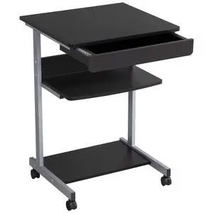 Mobile Computer Desk Cart, Small Rolling Laptop Desk PC Table Workstation with Drawer and Printer Shelf, Writing Desk Table for Small Space/Home Office Mobile Computer Desk Cart, Small Rolling Laptop Desk PC Table Workstation with Drawer and Printer Shelf, Writing Desk Table for Small Space/Home Office