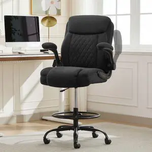 Drafting Chair for Standing Desk Tall Office Chair with Adjustable Height & Foot Ring, Flip-Up Arms, Lumbar Support Comfortable Fabric Seat, Ideal Home Desk Chair Drafting Chair for Standing Desk Tall Office Chair with Adjustable Height & Foot Ring, Flip-Up Arms, Lumbar Support Comfortable Fabric Seat, Ideal Home Desk Chair