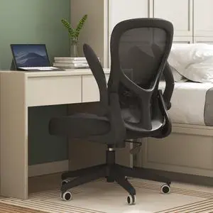 Office Chair Ergonomic Desk Chair, Office Chairs with PU Silent Wheels, Breathable Mesh Computer Chair with Adjustable Lumbar Support, Flip-up Armrests, Tilt Function, Black Office Chair Ergonomic Desk Chair, Office Chairs with PU Silent Wheels, Breathable Mesh Computer Chair with Adjustable Lumbar Support, Flip-up Armrests, Tilt Function, Black
