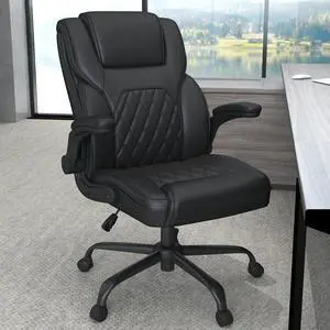 Executive Office Chair, Comfy Ergonomic Computer Desk Chairs with Flip-up Armrests, Lumbar Support, High Back, 360° Swivel and Rocking Function for Home Office Executive Office Chair, Comfy Ergonomic Computer Desk Chairs with Flip-up Armrests, Lumbar Support, High Back, 360° Swivel and Rocking Function for Home Office