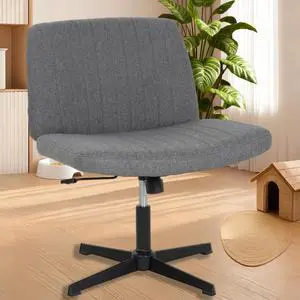 Criss Cross Chair, Armless Desk Chair no Wheels, Cross Legged Office Chair, Swivel Vanity Chair, Height Adjustable Wide Seat Computer Task Chair for Home Office (Grey) Criss Cross Chair, Armless Desk Chair no Wheels, Cross Legged Office Chair, Swivel Vanity Chair, Height Adjustable Wide Seat Computer Task Chair for Home Office (Grey)