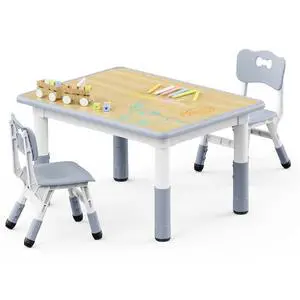 Adjustable Toddler Table and Chair Set, 31.5" L x 23.6" W Grey | Table Supports 300 lbs, Drawing Activity Desk, Classroom/Daycare/Home, Children Multi-Activity Table for Ages 3-8 Adjustable Toddler Table and Chair Set, 31.5" L x 23.6" W Grey | Table Supports 300 lbs, Drawing Activity Desk, Classroom/Daycare/Home, Children Multi-Activity Table for Ages 3-8