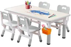 Kids Table and Chair Set, Adjustable Toddler Non-Slip Table Legs&Organizer Graffiti Desktop Suitable for Ages 3-12 Kids Table and Chair Set, Adjustable Toddler Non-Slip Table Legs&Organizer Graffiti Desktop Suitable for Ages 3-12