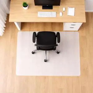 Anti-Slip Chair Mat for Hard Floors, 45" x 53" Durable White Office Hardwood Floor Protector with Non-Slip Backing, Rectangular, Eco-Friendly Polypropylene, Foldable, Multiple Sizes Anti-Slip Chair Mat for Hard Floors, 45" x 53" Durable White Office Hardwood Floor Protector with Non-Slip Backing, Rectangular, Eco-Friendly Polypropylene, Foldable, Multiple Sizes