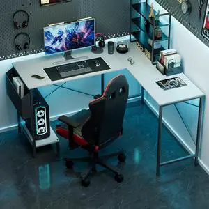 L Shaped Desk Gaming Computer 50 Inch Reversible Corner Table PC Work Table for Writing Study Student with Wood Tabletop Metal Frame CPU Stand Side Bag for Home Office Small Place L Shaped Desk Gaming Computer 50 Inch Reversible Corner Table PC Work Table for Writing Study Student with Wood Tabletop Metal Frame CPU Stand Side Bag for Home Office Small Place