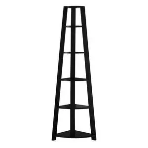 Corner Bookcase, Black, 72"H Corner Bookcase, Black, 72"H