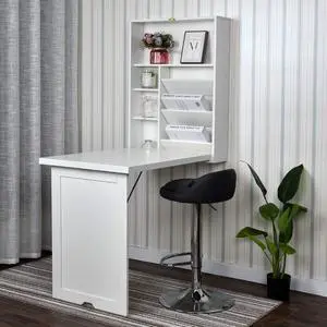 YUSING Wall Mounted Table, Fold Out Convertible Desk Multi-Function Computer Desk Writing Desk Home Office Wood Wall Floating Desk with Large Storage Area YUSING Wall Mounted Table, Fold Out Convertible Desk Multi-Function Computer Desk Writing Desk Home Office Wood Wall Floating Desk with Large Storage Area