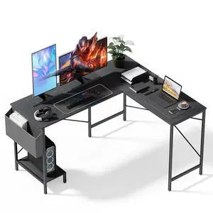 L Shaped Desk Gaming Computer 50 Inch Reversible Corner Table PC Work Table for Writing Study Student with Wood Tabletop Metal Frame CPU Stand Side Bag for Home Office Small Place L Shaped Desk Gaming Computer 50 Inch Reversible Corner Table PC Work Table for Writing Study Student with Wood Tabletop Metal Frame CPU Stand Side Bag for Home Office Small Place