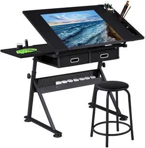 Drafting Table for Artists, Height Adjustable Drawing Draft Desk, Tiltable Tabletop, Art Craft Work Station with Extra Board for Diamond Painting Sewing Graphic Designere Drafting Table for Artists, Height Adjustable Drawing Draft Desk, Tiltable Tabletop, Art Craft Work Station with Extra Board for Diamond Painting Sewing Graphic Designere