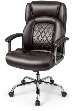 Big and Tall Office Chair - 500LBS High Back Executive Desk Chair Adjustable Leather Computer Chair Home Office Extra Wide Swivel Task Chair for Heavy People Adults Brown Big and Tall Office Chair - 500LBS High Back Executive Desk Chair Adjustable Leather Computer Chair Home Office Extra Wide Swivel Task Chair for Heavy People Adults Brown